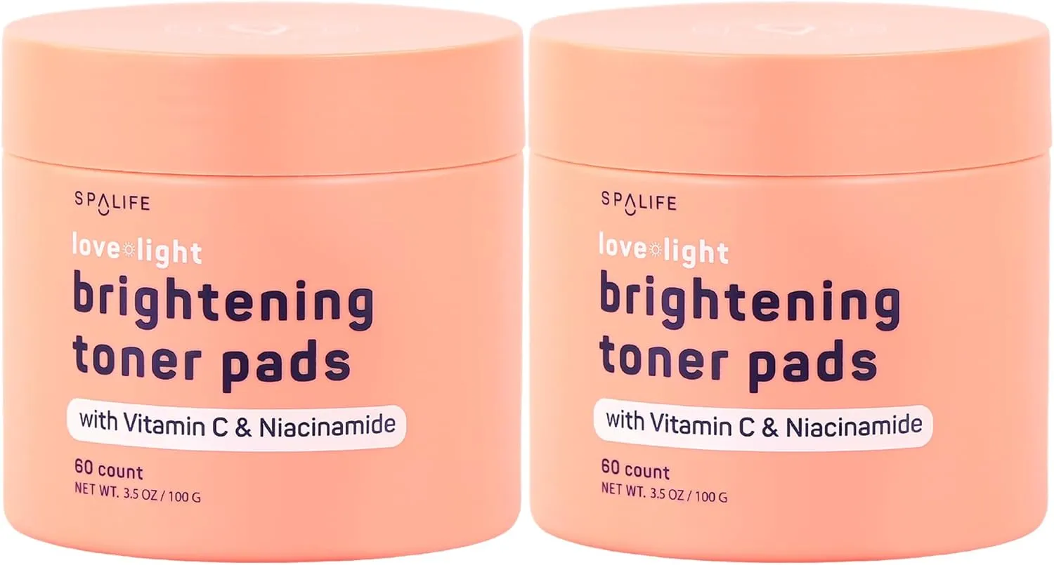 SpaLife Love & Light Radiating Toner Pads – for Uneven Skin Tone, Dark Spots & Discoloration, Clogged Pores, Dullness with Vitamin C, Niacinamide – Toner Pads for Face, Face Pads, Pre-Soaked Pads