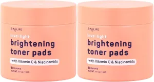 SpaLife Love & Light Radiating Toner Pads – for Uneven Skin Tone, Dark Spots & Discoloration, Clogged Pores, Dullness with Vitamin C, Niacinamide – Toner Pads for Face, Face Pads, Pre-Soaked Pads