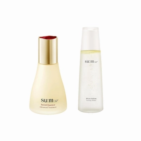 SU:M Secret Essence(1.01 fl oz)   Micro-Active Toning Water (5.07 fl oz) - Korean Skin Care, Skin Barrier Repair Hydrating Serum, Gentle Exfoliating Toner with Low-Irritation