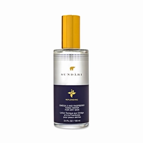 SUNDARI Omega 3 & Raspberry Tonic Water, 3.4 Fl Oz, Antioxidant-rich Mist, Dual purpose Toner & Freshener, Increases Skin Elasticity, Alcohol-free