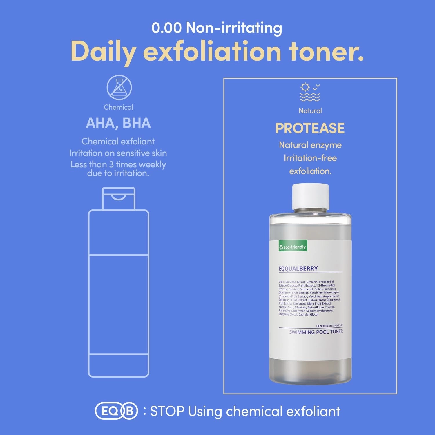 Swimming Pool Toner - Gentle Exfoliating Toner with Natural Enzyme | Boosted Hydration with Hyaluronic Acid | Daily Toner for Sensitive Skin | Korean Skincare, 10.14 Fl. Oz / 300Ml