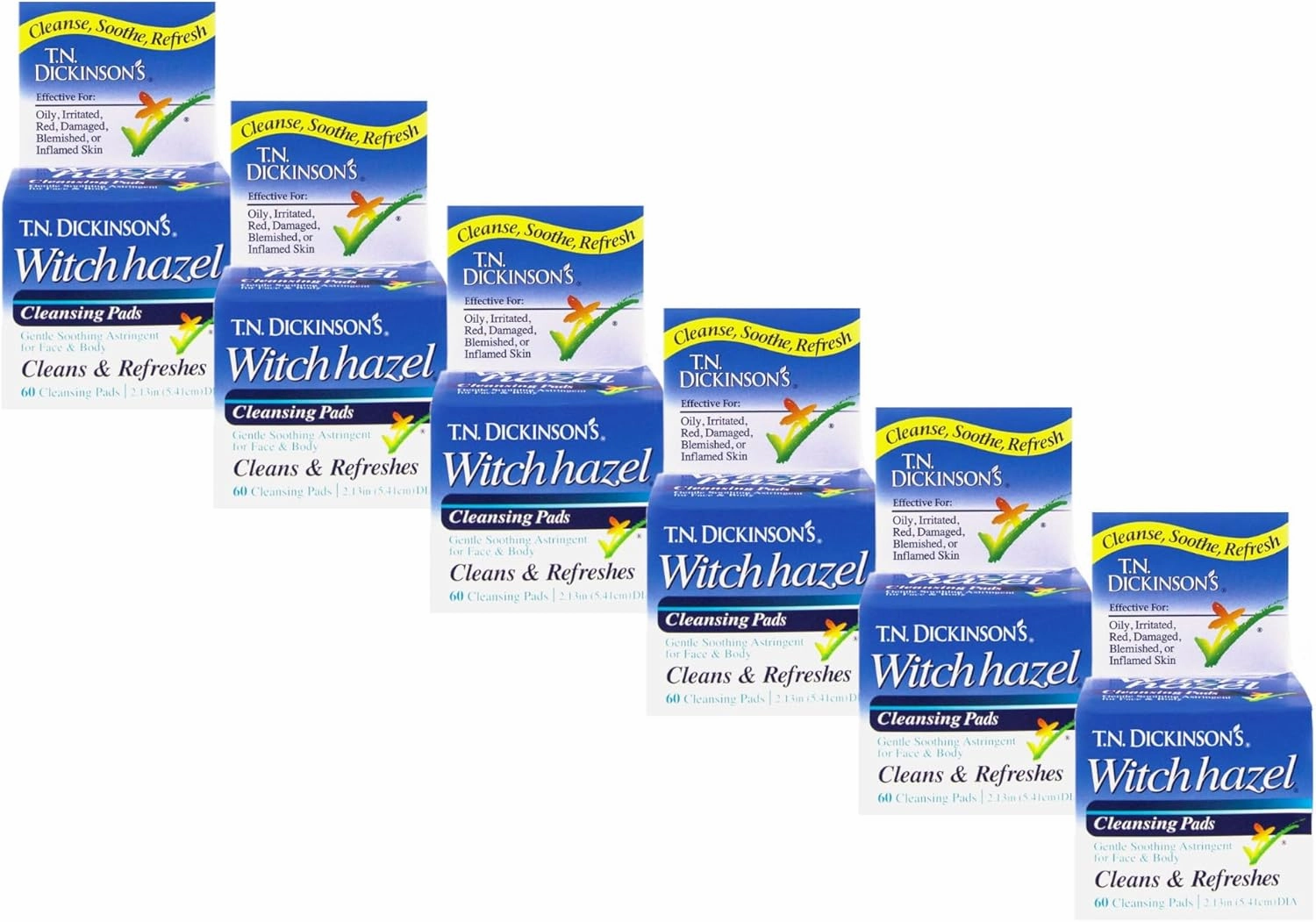 T.N. Dickinson: Witch Hazel Cleansing ct, 60 ct (6 Pack)