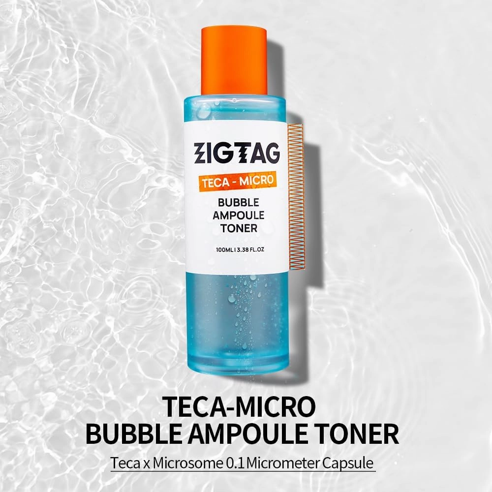 Teca Micro Bubble Ampoule Toner - Dual-Action Hydrating and Exfoliating Toner with TECA, Zinc & PHA for Deep Moisture and Skin Soothing, Korean Skincare, 100ml