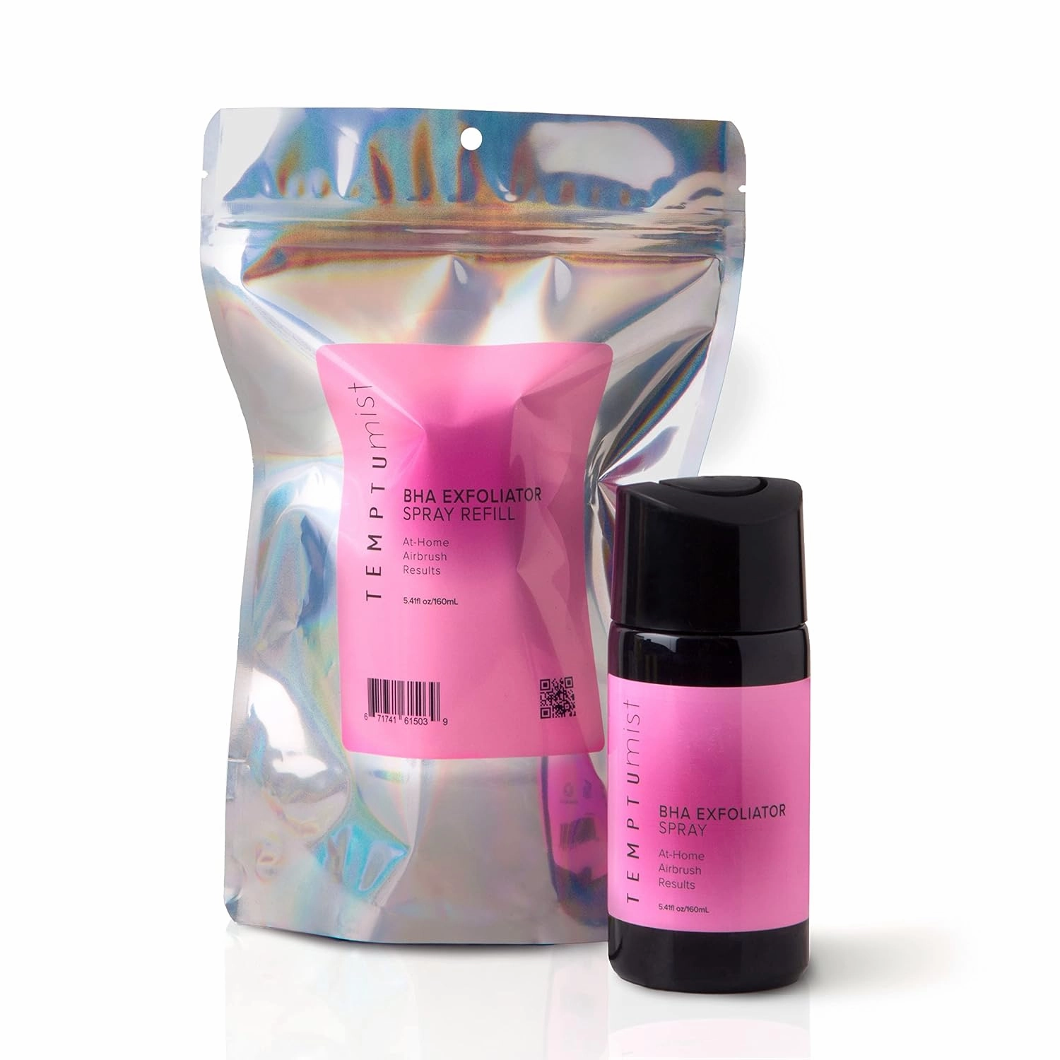 TEMPTU Mist BHA Exfoliator Spray Set or Refill, 5% Willow Bark, Natural Alternative to Salicylic Acid for Body, Back & Face, Pre Tan Skin Prep, Hydrating Facial Toner & Deluxe Continuous Sprayer