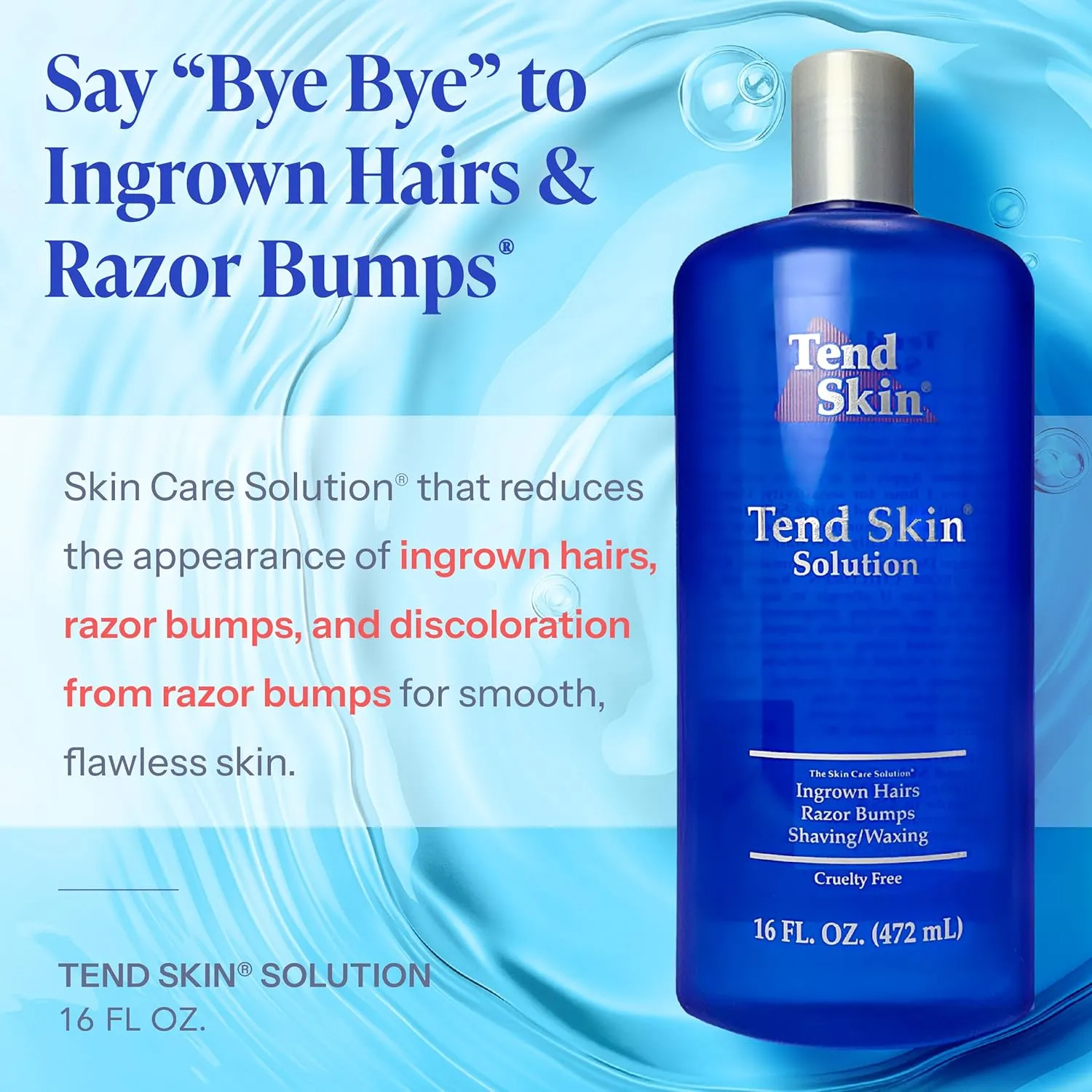 Tend Skin Razor Bump, Ingrown Hair Solution for Unsightly Razor Bumps, Ingrown Hair and Razor Burns, Post Shaving and Waxing Toner for Men and Women, Made in USA, 16 Oz