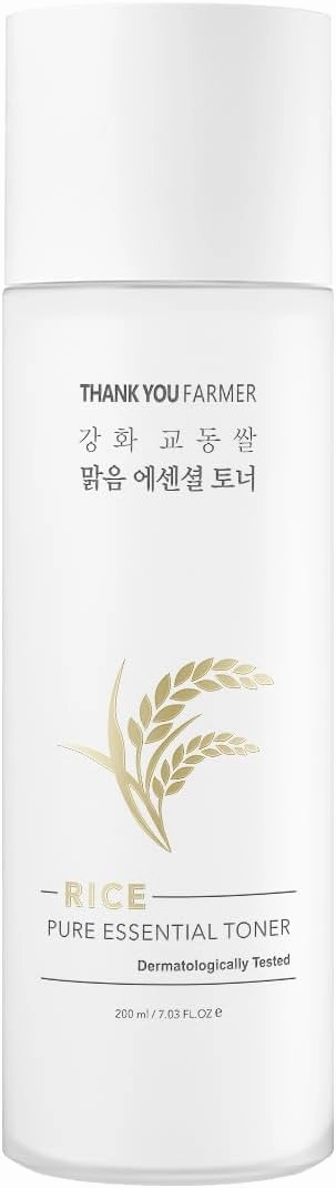 THANKuYOU Farmer Pure Essential Rice Toner with Gyodong Rice Extract, Niacinamide & Ceramide | Rice Water Toner Korean for Brightening and Smooth Skin | Hydrating | Korean Skincare Products - 200ml