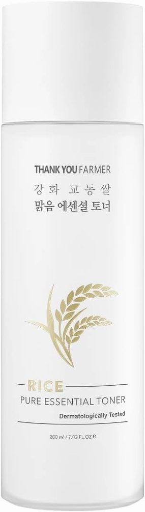 THANKuYOU Farmer Pure Essential Rice Toner with Gyodong Rice Extract, Niacinamide & Ceramide | Rice Water Toner Korean for Brightening and Smooth Skin | Hydrating | Korean Skincare Products - 200ml