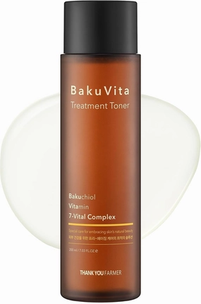 THANKYOU FARMER BakuVita Treatment Toner With Retinol Alternative Bakuchiol, Vitamin C E, Hydrating, Slow Aging, Vegan Korean Face Toner, 7.03 Fl oz (200ml)
