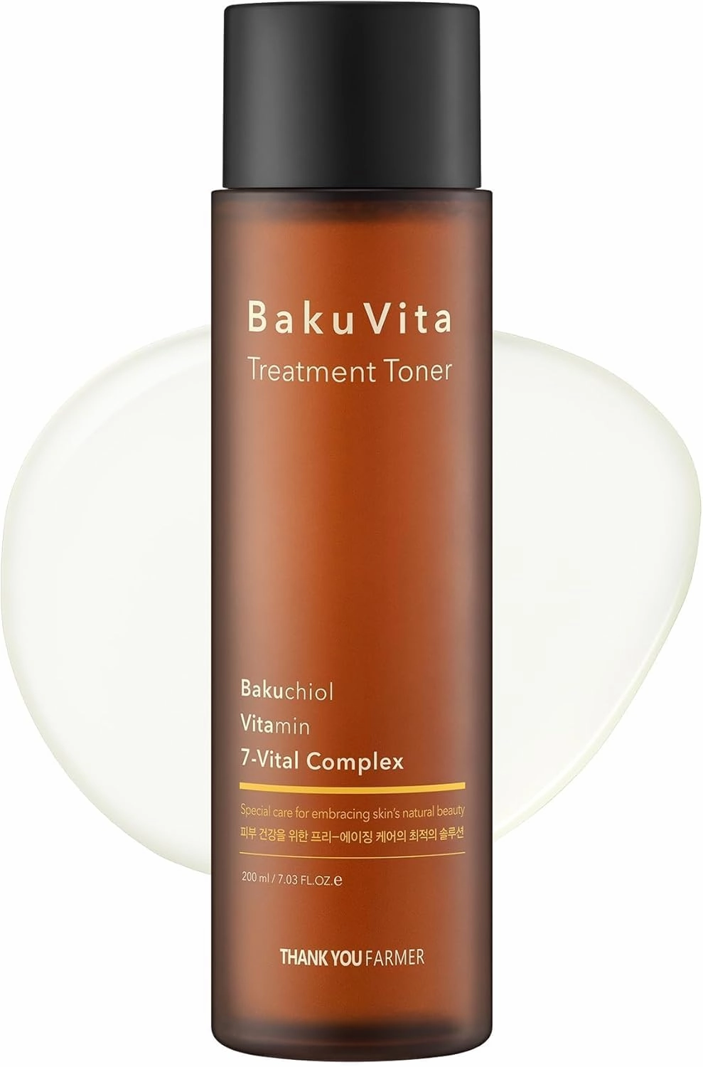 THANKYOU FARMER BakuVita Treatment Toner With Retinol Alternative Bakuchiol, Vitamin C E, Hydrating, Slow Aging, Vegan Korean Face Toner, 7.03 Fl oz (200ml)