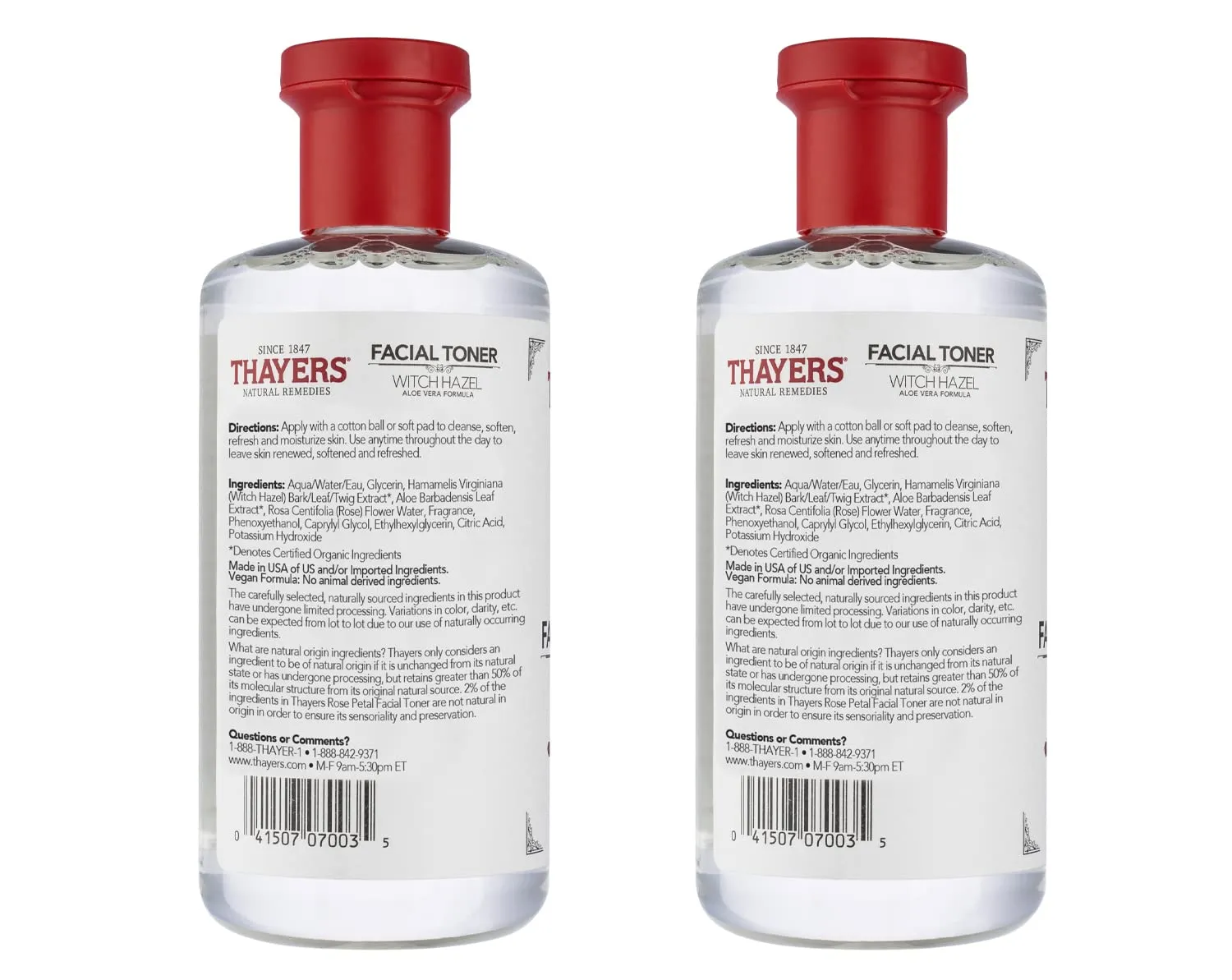 THAYERS Alcohol-Free, Hydrating Rose Petal Witch Hazel Facial Toner with Aloe Vera Formula, Vegan, Dermatologist Tested and Recommended, 12 Oz (Pack of 2)