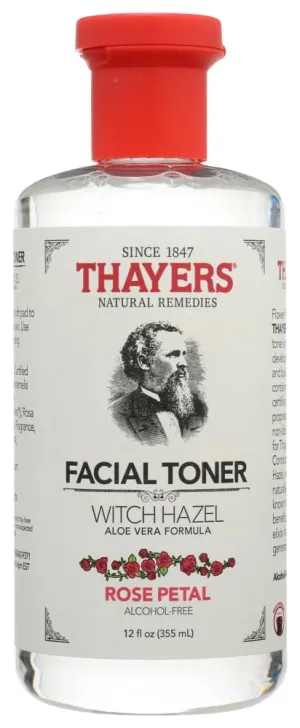 Thayers Alcohol-Free Rose Petal Soothing Witch Hazel for Face & Skin with Aloe Vera UcvrXn, 3Pack (12 oz)