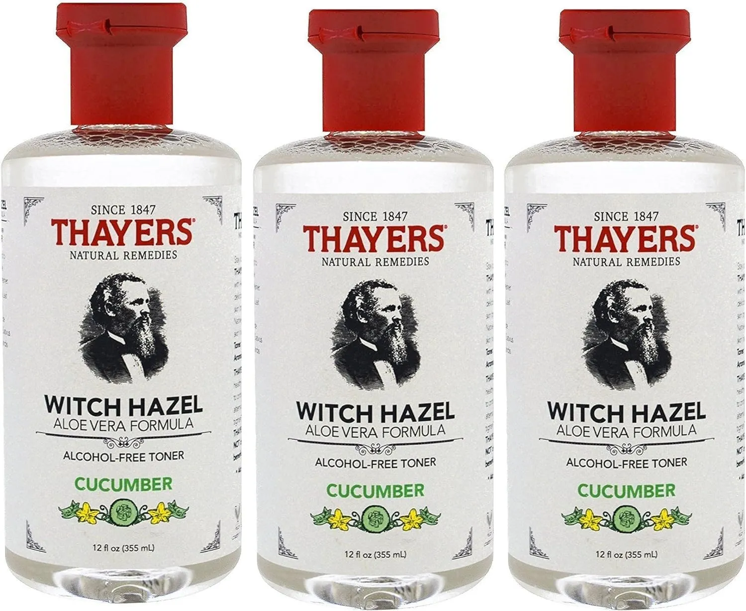 Thayers Alcohol Free Witch Hazel with Aloe Vera, Cucumber 12 oz (Pack of 3)