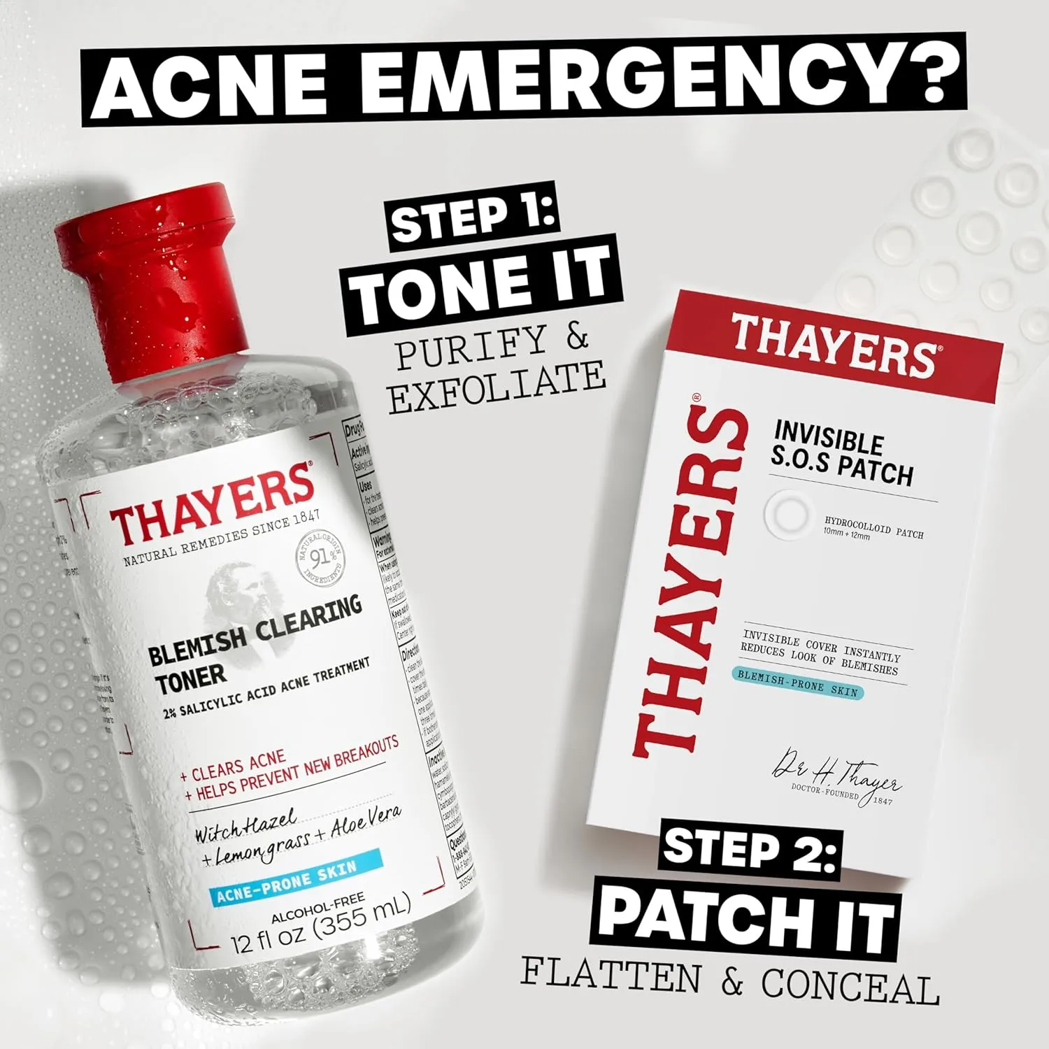 Thayers Blemish Clearing Salicylic Acid Toner, Acne Treatment Face Toner with 2% Salicylic Acid, Soothing and Non-Stripping Skin Care, 12 Fl Oz