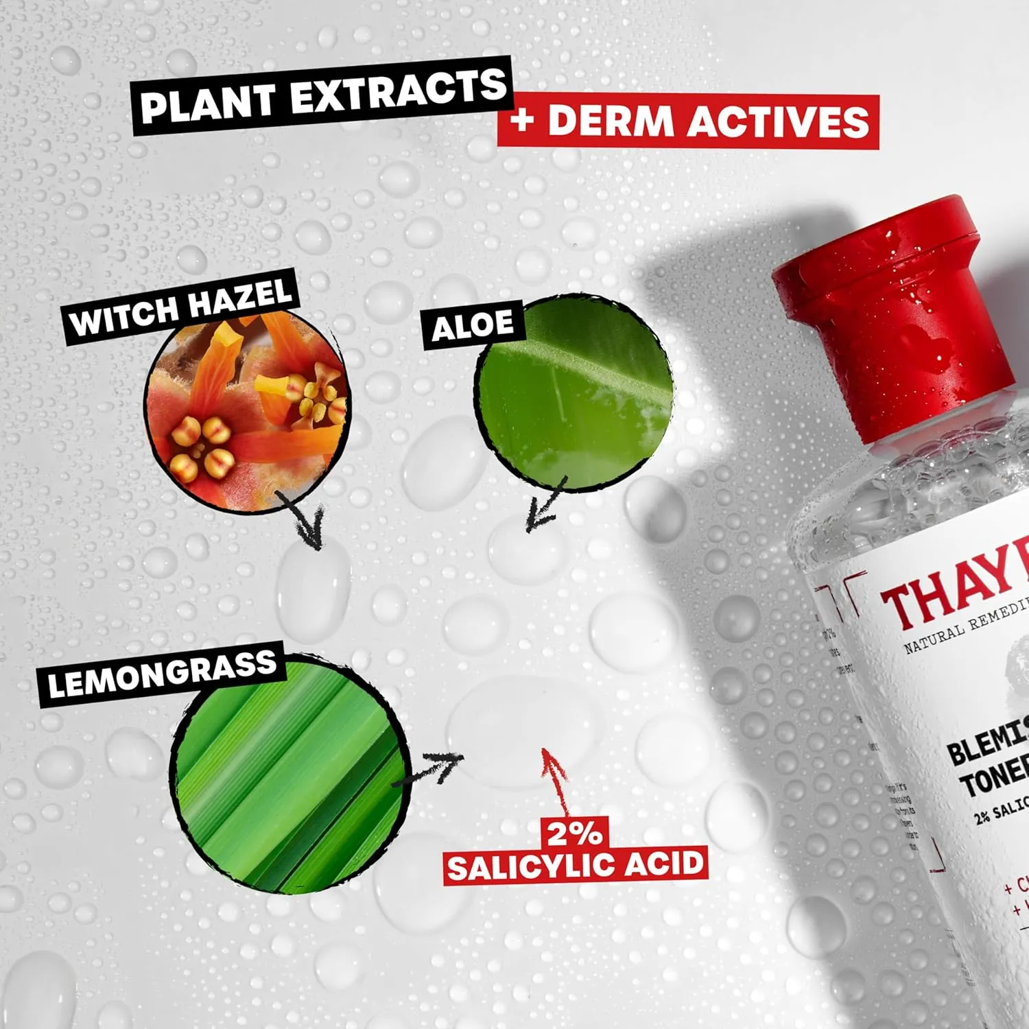 Thayers Blemish Clearing Salicylic Acid Toner, Acne Treatment Face Toner with 2% Salicylic Acid, Soothing and Non-Stripping Skin Care, 12 Fl Oz
