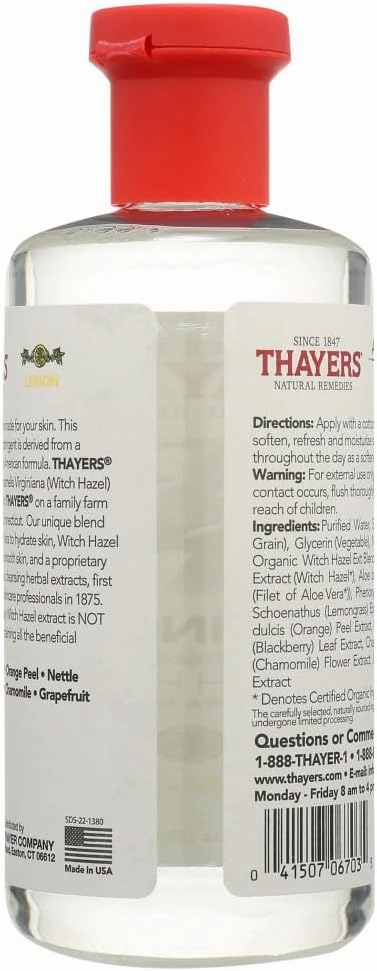 Thayers Witch Hazel Astringent with Aloe Vera Formula, Lemon, 12 Fluid Ounce (Pack of 3)