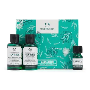 The Body Shop Clean & Gleam Tea Tree Skincare Gift Set – Energize and Fortify – Purifying & Refreshing for Oily, Blemished Skin – Vegan – 3 Items