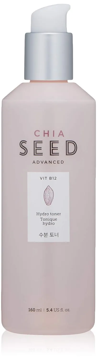 The Face Shop Chia Seed Hydro toner | Soft Hydrating Lotion for Dry Skin Moisture & Comfort | Formulated with Chia Seed & Vitamin B12 for Intense, Upgraded & Hydrating Care, 5.4 Fl Oz