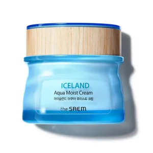 [the SAEM] Iceland Aqua Moist Cream 60ml - Moisture Coating Hydrating Facial Cream with Iceland Mineral Water for Dry Skin, Hypoallergenic Safe Formula