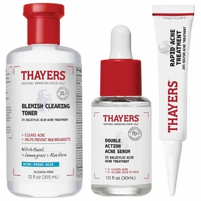 The Breakout Star: Thayers Blemish Clearing 2% Salicylic Acid Toner   Double Action 2% Salicylic Acid Acne Serum   Rapid 10% Sulfur Acne Treatment, Soothing and Non-Stripping Skin Care