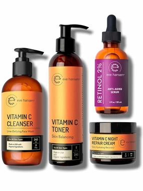 The Moon Goddess Skincare Bundle – Includes Vitamin C Cleanser, Vitamin C Toner, Retinol Serum, and Vitamin C Night Repair Cream – For Hydration, Repair, and Radiant Skin