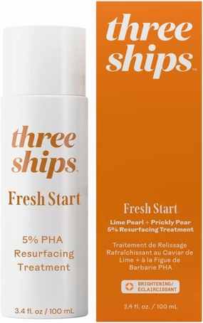 Three Ships Fresh Start Lime Pearl   Prickly Pear 5% PHA Resurfacing Treatment- Gently Exfolitating Toner, Smoothes Texture, Brightens Skin (3.4floz)