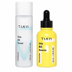 TIA'M Radiance & Hydration Duo: Vita B5 Toner & Vita B3 Source, Hydration Boosting, Glowing Skin, Korean Skincare Set