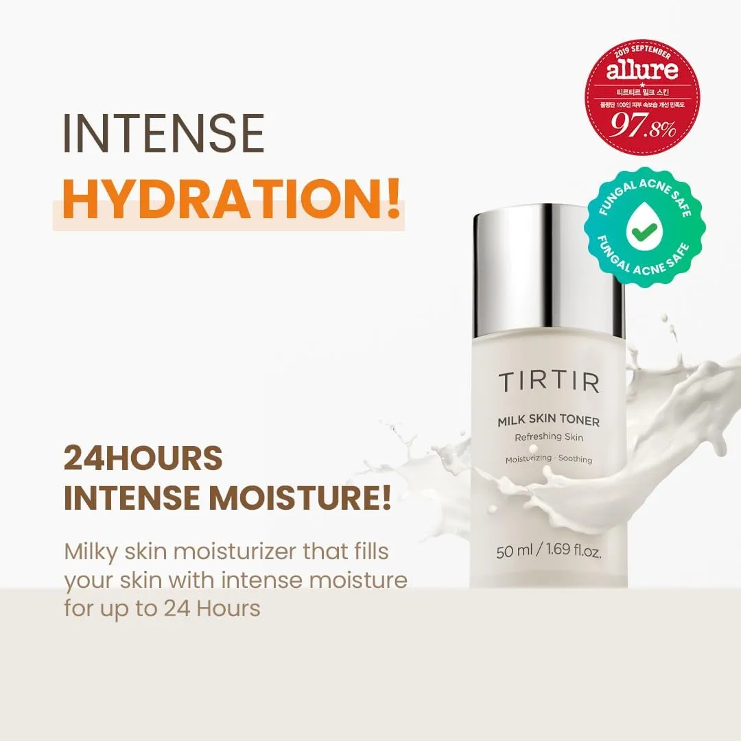 TIRTIR Milk Skin Rice Toner | Deep Moisturizing, Hydrating Toner for face, Niacinamide, Ceramide, Rice Bran Extract, Nature-Oriented Ingredients for Korean Skin Care, Vegan, 1.69 Fl Oz