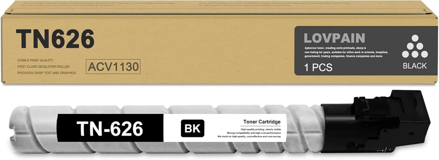 TN-626 TN626 Black Toner Cartridge 1 Pack - TN626K Toner Cartridge (Up to 25,800 Pages) Replacement for Konica Minolta bizhub C450i C550i C650i Printer, ACV1130 Black