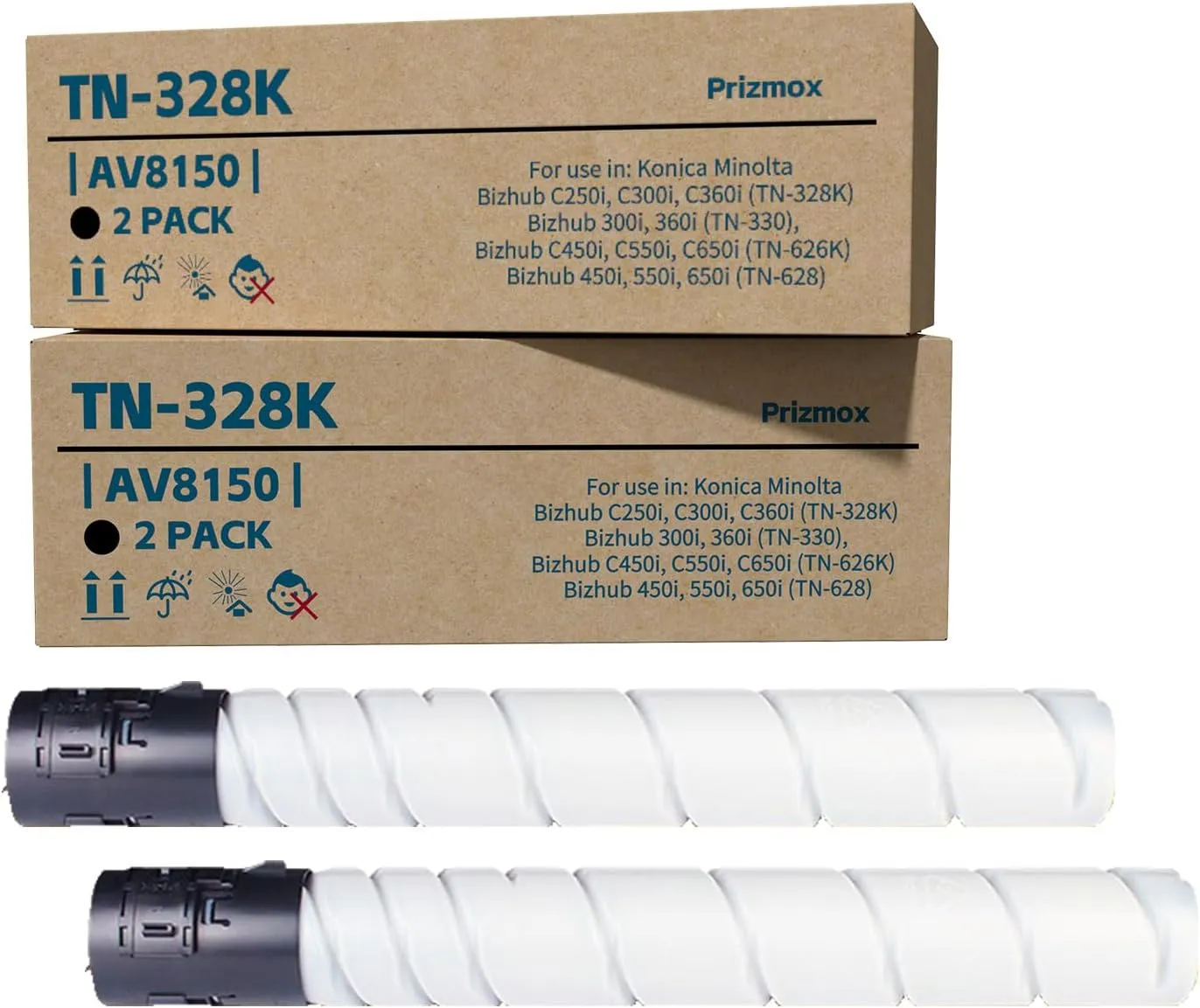TN328K TN328 Black High Yield (28,000 Pages) Toner Cartridge Compatible Replacement for Konica Minolta Bizhub TN-328 TN330 TN626K TN628 for C250i C300i C360i C7130i Printer 2-Pack