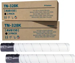 TN328K TN328 Black High Yield (28,000 Pages) Toner Cartridge Compatible Replacement for Konica Minolta Bizhub TN-328 TN330 TN626K TN628 for C250i C300i C360i C7130i Printer 2-Pack