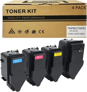 TNP80 Toner Cartridge Replacement for Konica Minolta TNP80 TNP81 AAJW131 AAJW231 AAJW331 AAJW431 Toner Compatible with Konica Minolta Bizhub C3300i C3320i C4000i Printer Toner 4-Pack