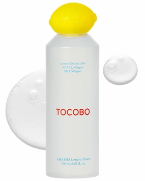 TOCOBO AHA BHA Lemon Facial Toner 5.07 fl oz / 150 ml | Vitamin C and Lemon Extract, AHA, BHA, Calming and Soothing Moisturizer | Natural Ingredients, Vegan Toner, Cruelty Free