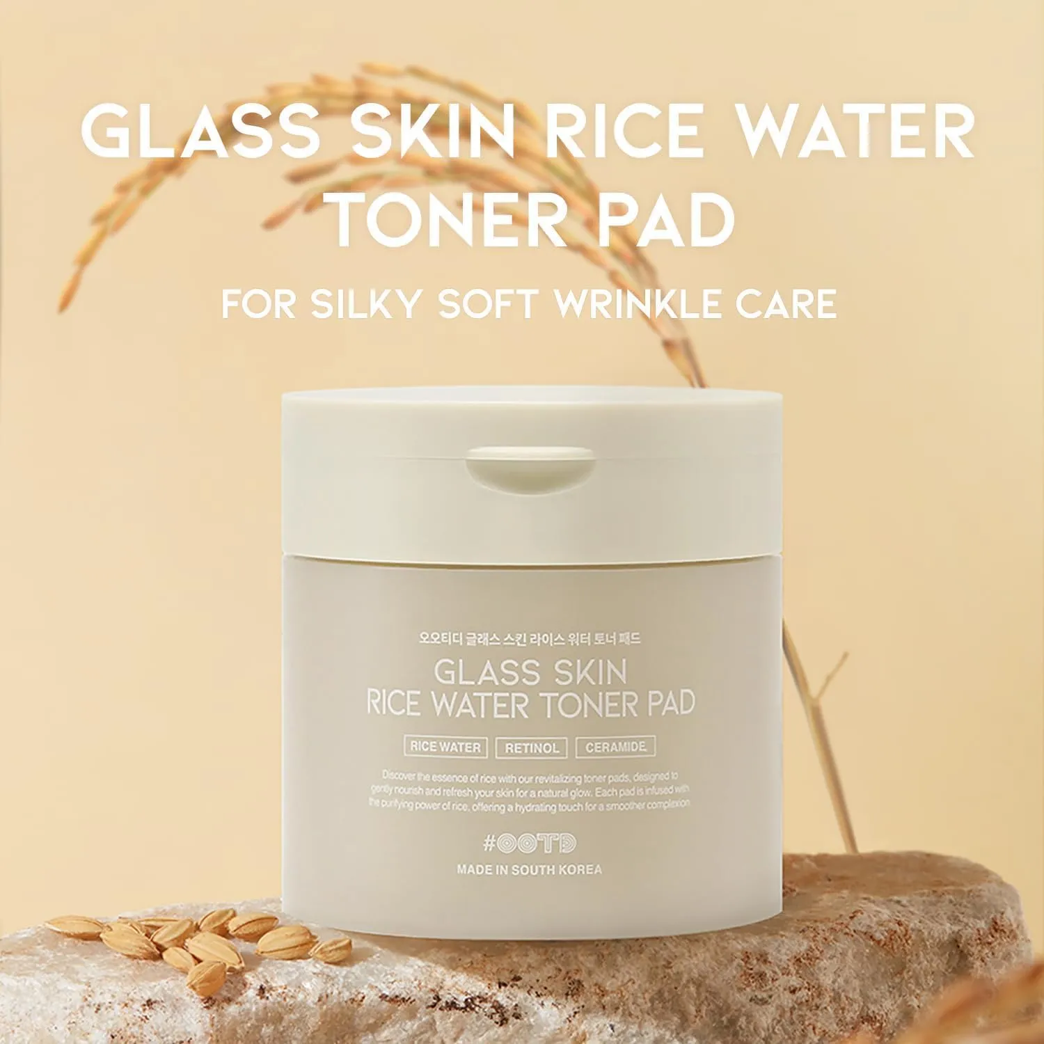 Toner Pads for Dry Dull Sensitive Skin Korean, #OOTD Retinol Ceramides Strengthen Skin Barrier Smoothing Hydrating, Toner Pad 70Pads 4.05oz 120ml