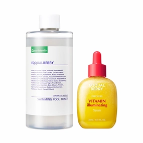 Toner & Vitamin C Serum Set – Hydrating & Brightening Duo for Radiant, Even Skin | Pore Minimizing & Dark Spot Corrector with Acerola & Niacinamide