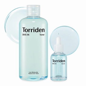 TORRIDEN Dive-in Low-molecular Hyaluronic Acid Serum 1.69 fl oz   Toner 10.14 fl oz | Vegan Clean Cruelty Free Facial Ampoule Moisturizer Astringent Alcohol-Free Fragrance-Free