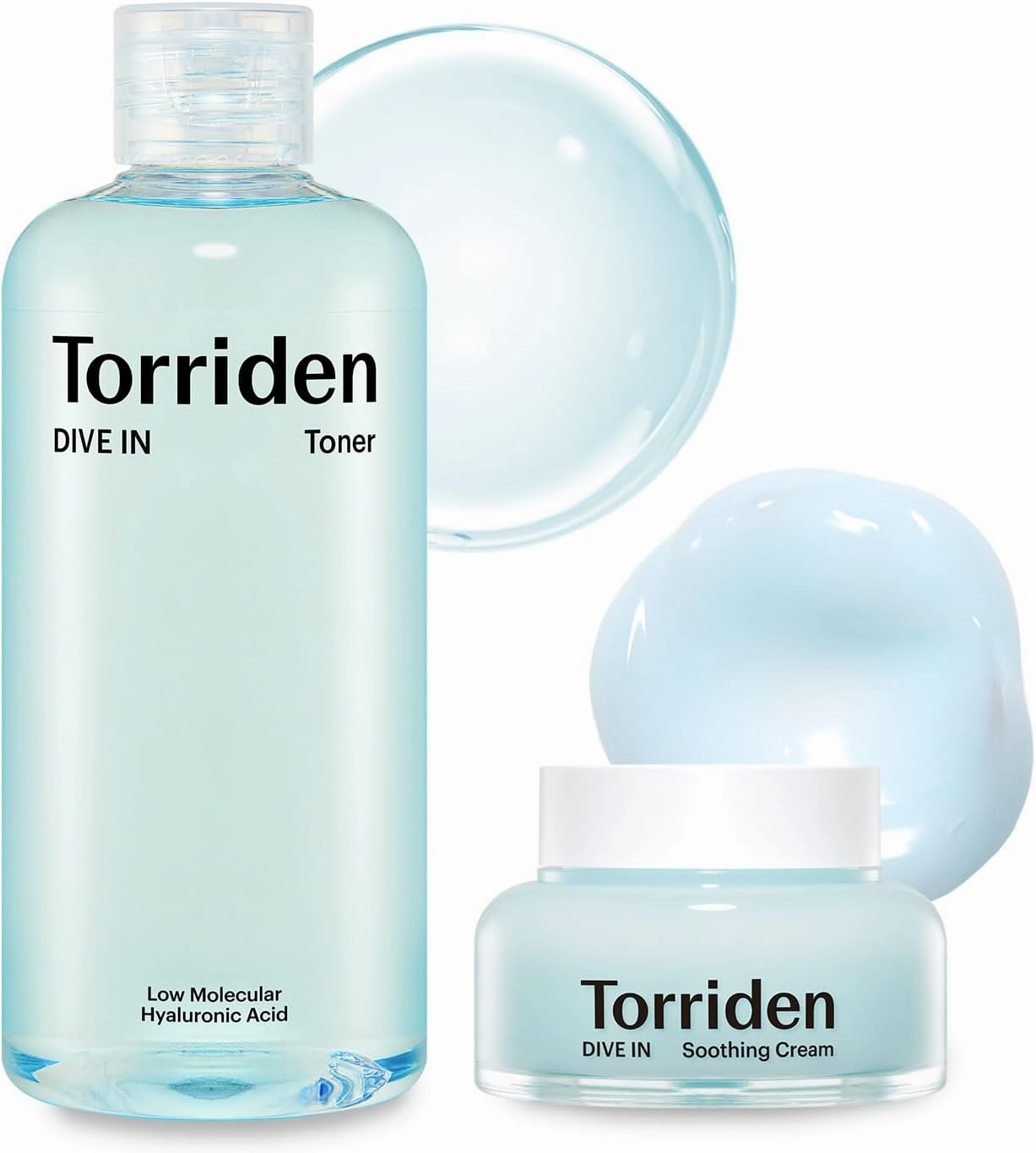 TORRIDEN Dive-in Low-Molecular Hyaluronic Acid Toner, 10.14 fl oz   Soothing Cream 3.38 fl oz | Vegan Clean Cruelty Free Facial Ampoule Moisturizer Astringent Alcohol-Free Fragrance-Free