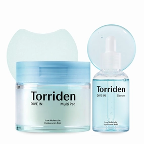 Torriden DIVE IN Serum 1.69 fl.oz.   DIVE IN Toner Pad (80 pads) | Instant Soothing and Hydrating | Korean Skin Care