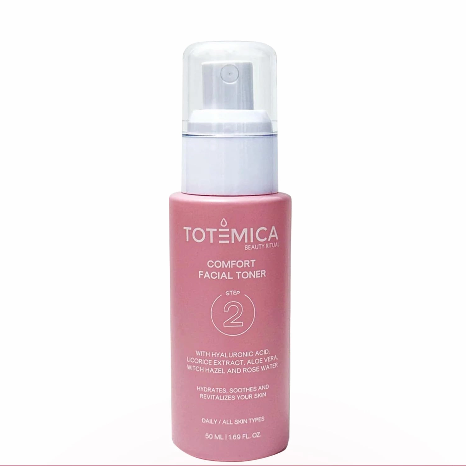 TOTEMICA Toner for Face with Hyaluronic Acid & Rose Water, Alcohol-Free, Hydrating Toner, Soothing & Refreshing Mist, Astringent for Face, Vegan & Cruelty-Free (1.69 Fl Oz)