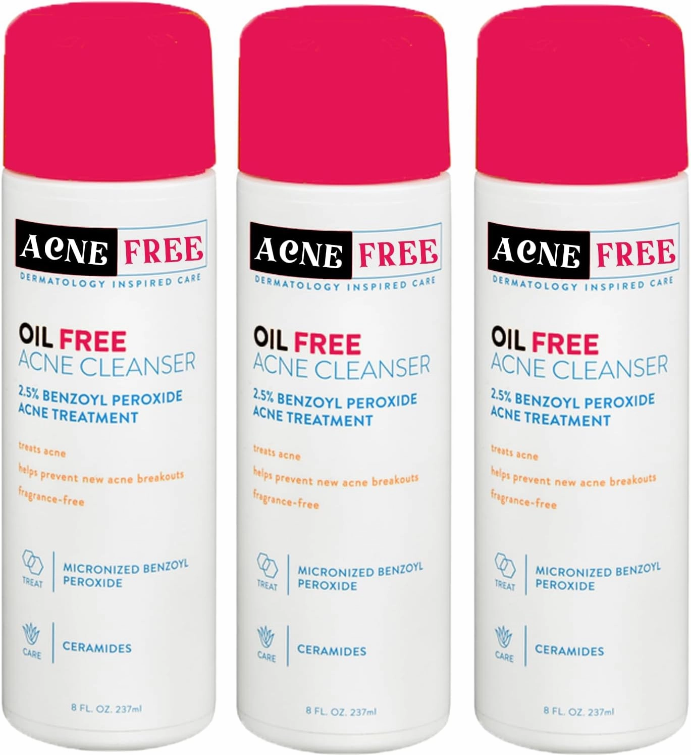 Treatment Kit Clearing System with Oil-Free Cleanser, Toner & Oil-Free Lotion - for Teens and Adults - Pack of 3