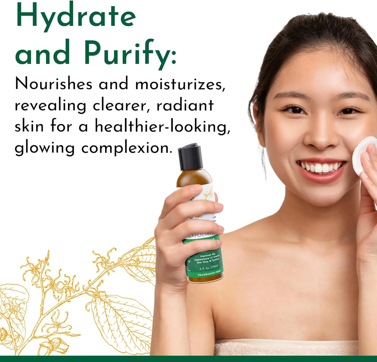 Tree To Tub Glycolic Acid Toner for Face w/Witch Hazel & Hydrating Aloe Vera for Smooth Skin - Minimizes Appearance of Fine Lines & Brightens - Vegan Exfoliating Toner for Women & Men
