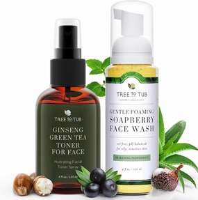 Tree To Tub Deep Calming Toner Spray for Sensitive Skin Sensitive Skin Face Wash for Oily or Combination Skin Face Priming Hydrating Hyaluronic Acid Organic Witch Hazel Rose Water Ginseng Green Tea