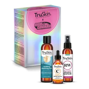 TruSkin x Kylie Skincare Gift Set – With Vitamin C Face Serum 1 fl oz, Soothing Cleansing Milk 4.2 fl oz, and Rose Water Spray for Face 4 fl oz – Exclusive Skincare Set by Kylie Cantrall