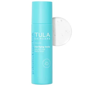 TULA Skin Care Clarifying Tonic Alcohol-Free Daily Toner - Face Toner to Gently Exfoliate and Tighten Pores, Contains Witch Hazel and Niacinamide, 5.07 Fl Oz.
