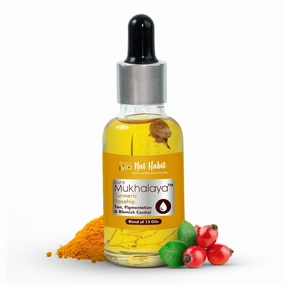 Turmeric Rosehip Mukhalaya Face Oil For Tan, Blend of 13 Cold Pressed Oils, For Natural Face Care, Free From Mineral Oil & Chemicals, 30ml