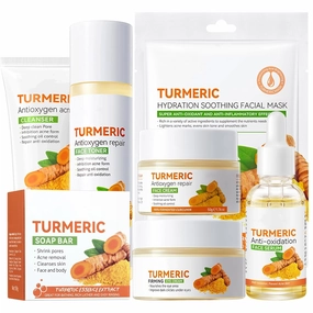 Turmeric Skin Care Set, 11 Pcs Turmeric Skin Care Kit, Skincare Set with Turmeric Face Wash, Turmeric Soap, Toner, Face Serum & Face Cream, Eye Cream, Mask, Facial Kits for Women Mens