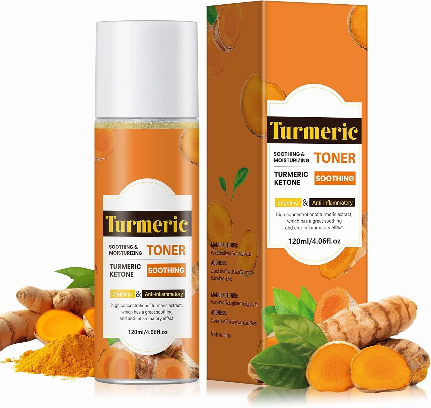 Turmeric Toner, 4.06fl.oz/120ml Turmeric Dark Spot Remover Toner for Face, Face Moisturizer Water for Oil Dry Sensitive Skin