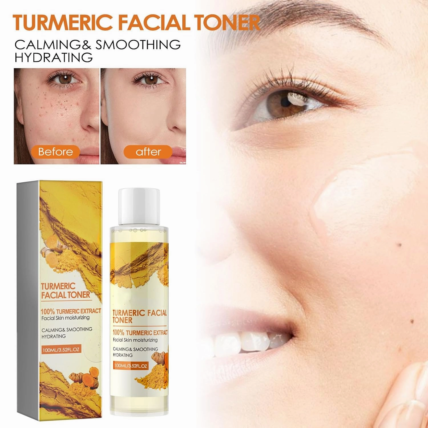 Turmeric Toner for Dark Skin, Turmeric Dark Corrector Toner for Face, Hydrating Moisturizing Facial Toner for Women, Delay Skin Aging, Improve Skin Tone (3pc)