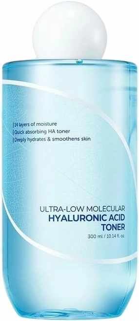 Ultra-Low Molecular Hyaluronic Acid Toner 10.14 fl.oz Korean Skincare Quick Absorbing | Deep Hydration & Skin Smoothing Vegan Skincare Face Toner 300ml Gift