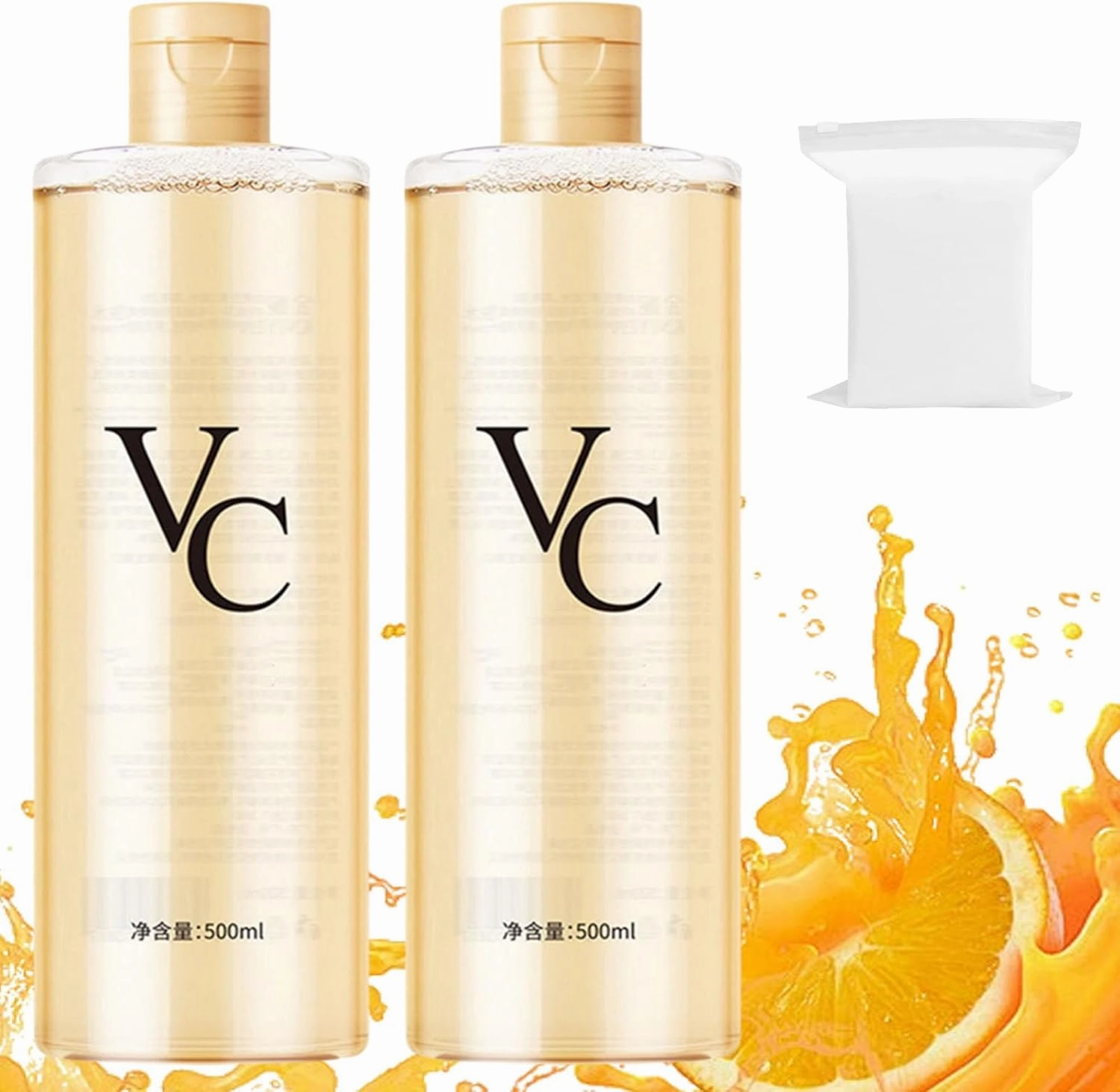 Vc Toner, 500ml, Vc Toner Intensive Brightening, Vitamin C Moisturizing 𝐭𝐨𝐧𝐞𝐫, Refreshing Texture Easy to Absorb Leaving Skin Hydrated and Shiny, Minimizes Pores & Soothes Dry (1000ML)