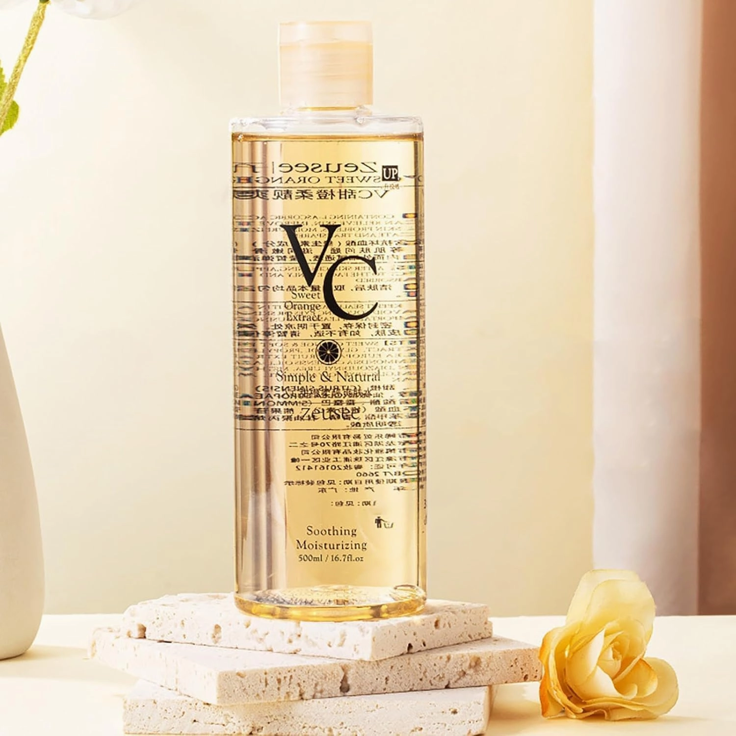 VC Toner Refreshing,Contains VC Ingredients Deeply Hydrate and Enhance Skin Elasticity,Hydrating Rejuvenating Soothing & Prep for All Skin Types (1pcs 500ml)